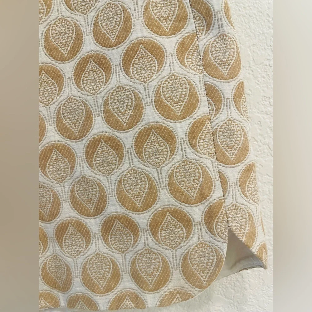 Anthropologie Corey Lynn Calter Cream/Tan Jacquard Printed High Waist Shorts 6